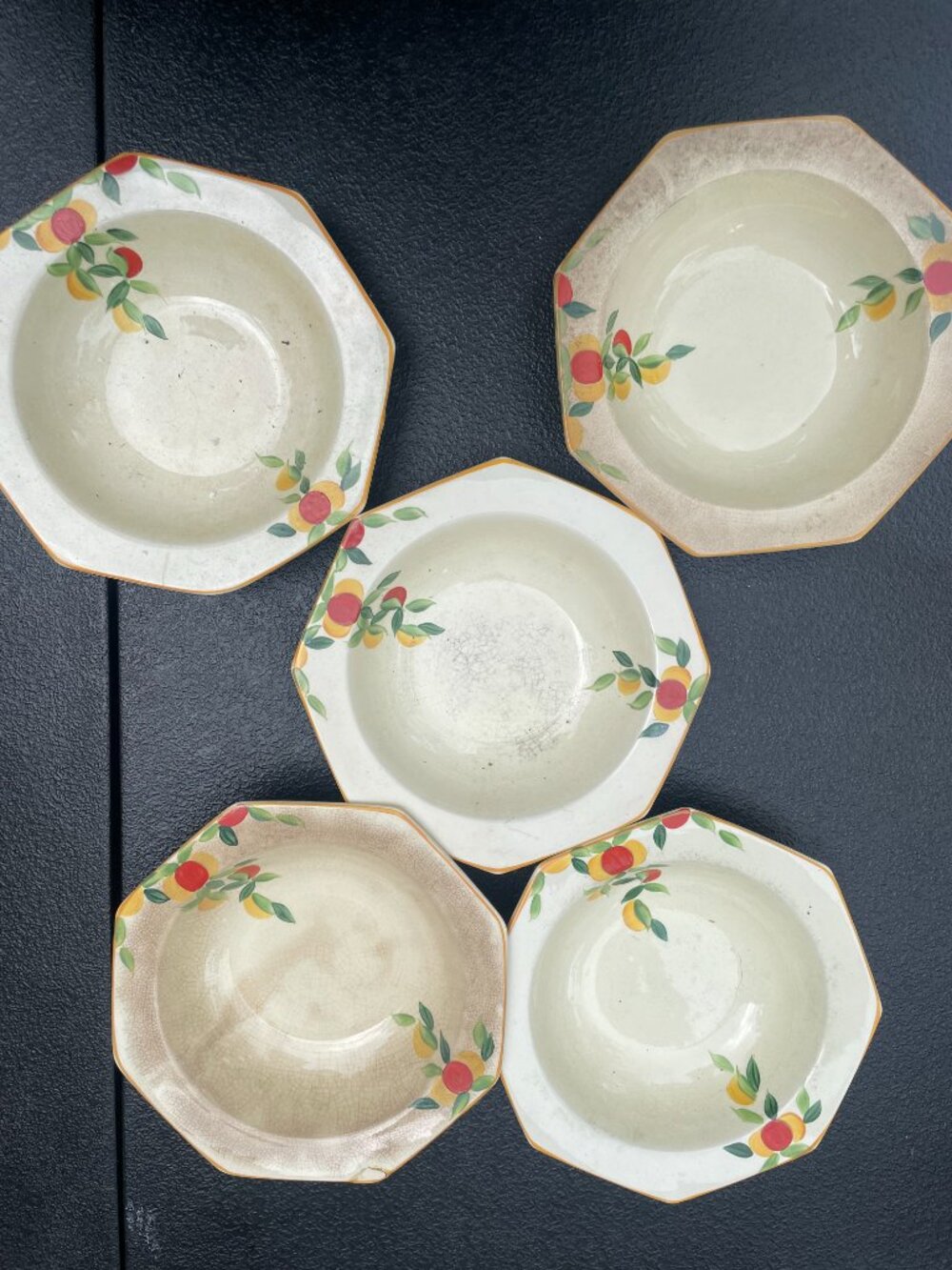 Vintage New hall Hanley Octagonal Bowls 6.25 in